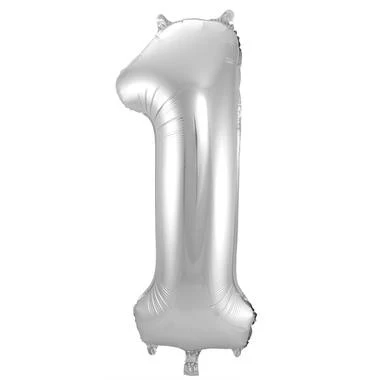 Cijfer ballon metallic zilver 86cm
