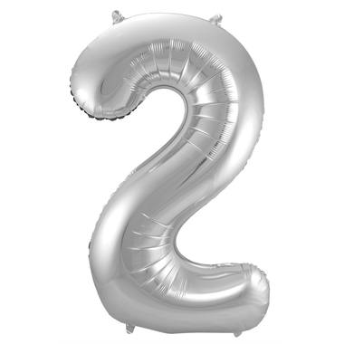 Cijfer ballon metallic zilver 86cm - Afbeelding 3