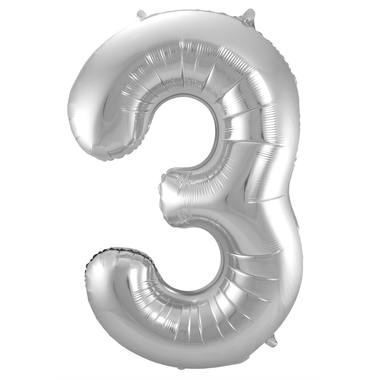 Cijfer ballon metallic zilver 86cm - Afbeelding 4