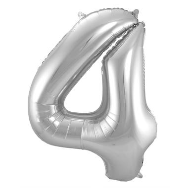 Cijfer ballon metallic zilver 86cm - Afbeelding 5