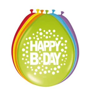 Ballonnen Happy Bday Happy Dots 8st